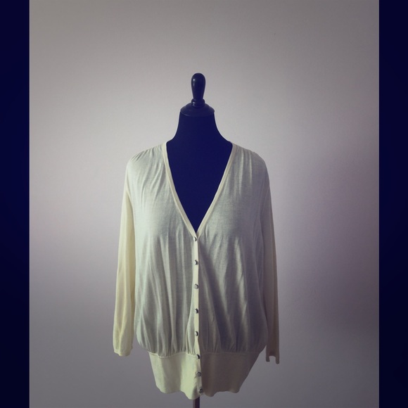 Magaschoni Ivory Cardigan Sweater V Neckline