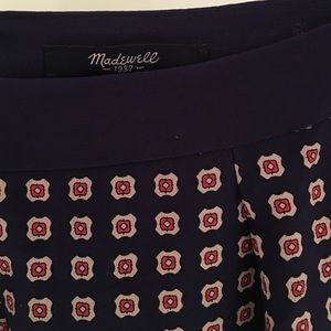 Silk Madewell Midi Skirt | Navy, White & Red Print