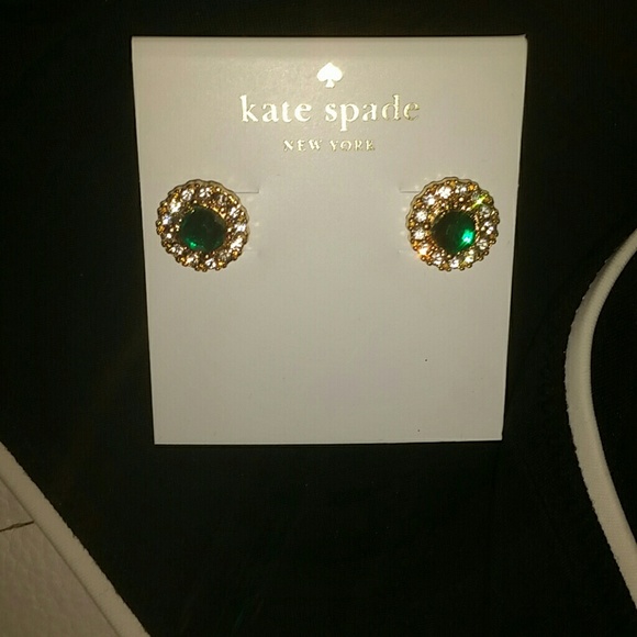 kate spade Jewelry - Kate spade button green rhinestone earrings