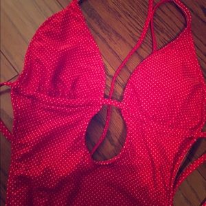 Red Polka Dot One Piece Swimsuit