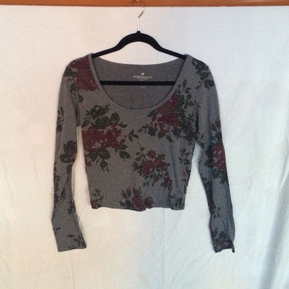 American eagle floral scoop neck crop