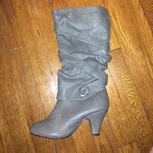 Gray heeled boots
