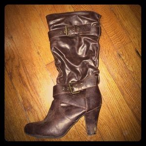 Brown heeled boots