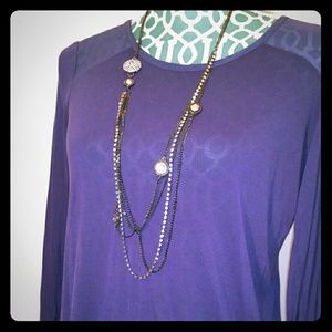 Purple Halogen Tunic with Sheer Details