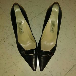 Jimmy choo leather and snake skin heels