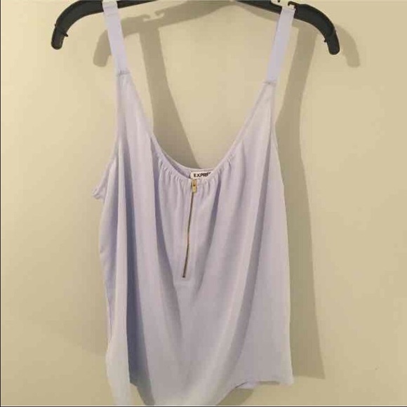 Express mixed media baby blue zip tank top