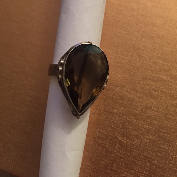 Silver 925 smoked topaz ring - Picture 1 of 3