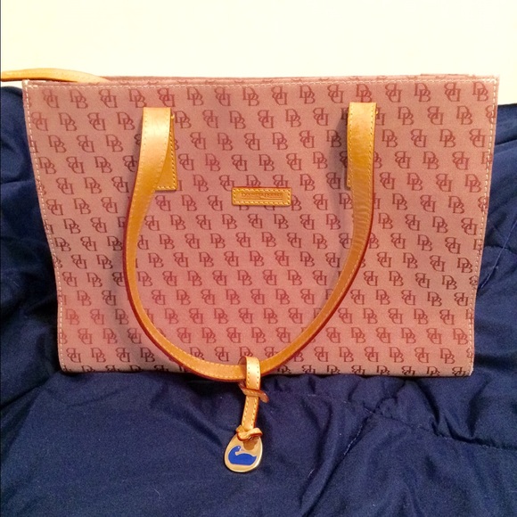 Dooney & Bourke Handbags - DOONEY & BOURKE Red Signature Logo Canvas Tote