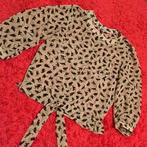 Adorable Tan and Black Cat Blouse