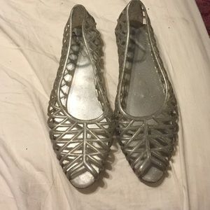 Silver jelly shoes