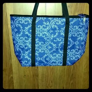 Purple patterned large travel tote