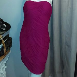 Halter red mini ruffled dress