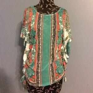 Studio Y boho print sheer top