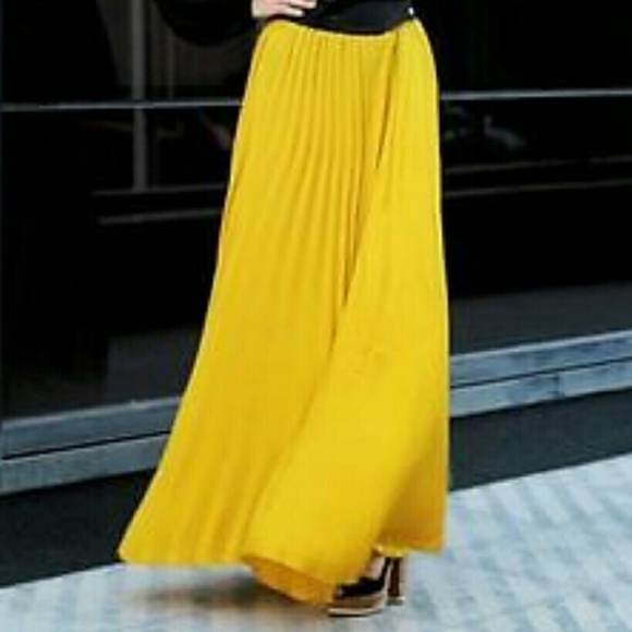 zara yellow maxi skirt