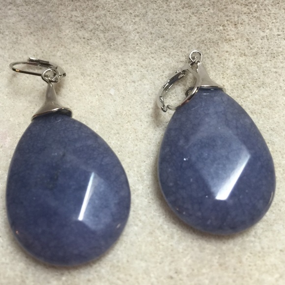 Denim Blue Faceted Semi-Precious Earrings - Picture 4 of 4