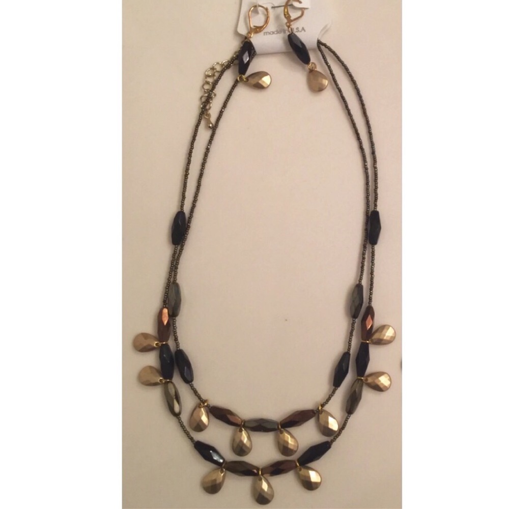 Vintage Necklace Earring Set NY Collection Black