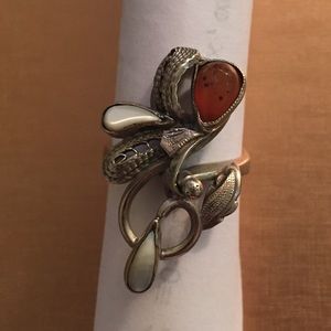 Antique Amber and Mather pearl silver 925 ring
