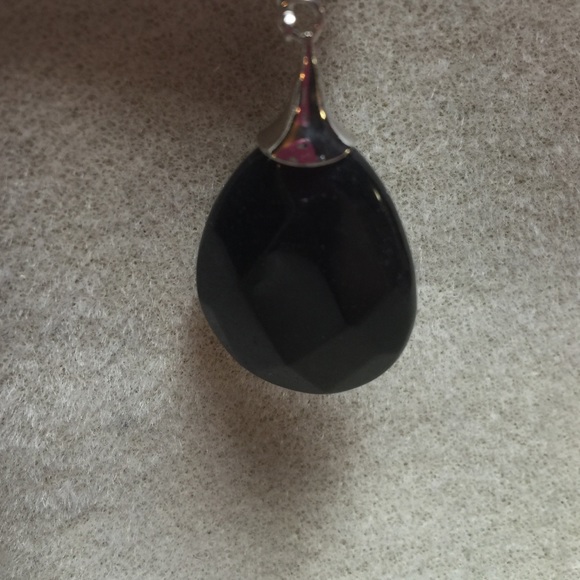 Black Faceted Semi-Precious Earrings - Picture 2 of 4