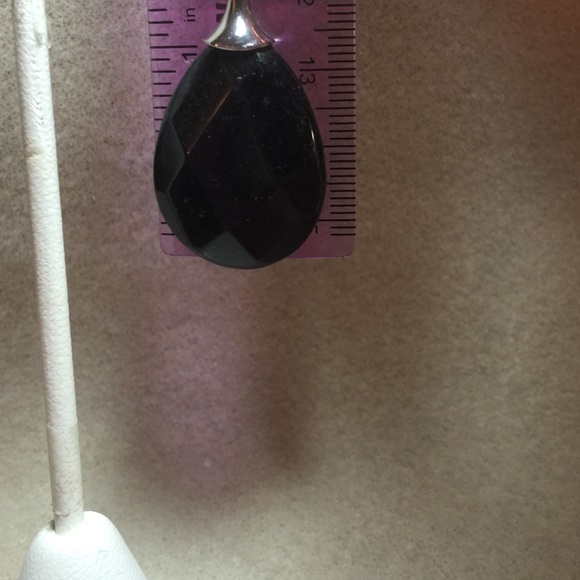 Black Faceted Semi-Precious Earrings - Picture 3 of 4