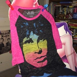 Sheer Jim Morrison The Doors Black Hot Pink Top L