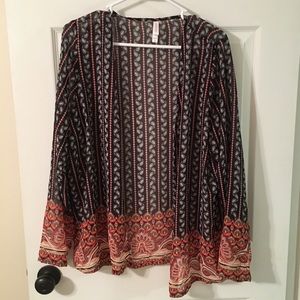Paisley print sheer flowy open tunic