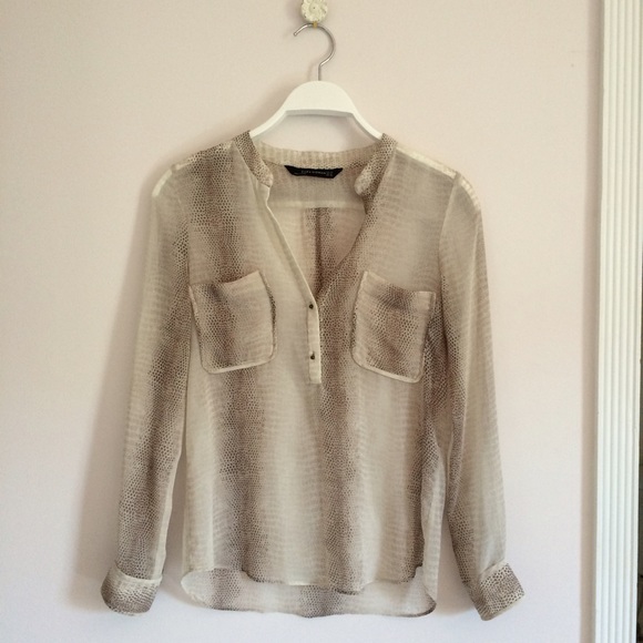 Zara Snakeskin Blouse Button Top- XSmall