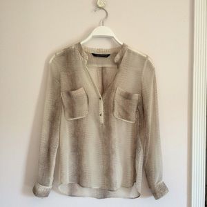Zara Snakeskin Blouse Button Top- XSmall