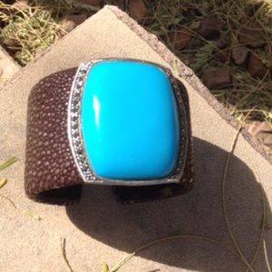 Turquoise and marcasite cuff
