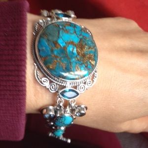 Turquoise and London blue topaz bracelet