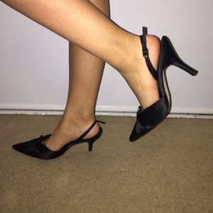 Black Pointy Toe Slingback Heel