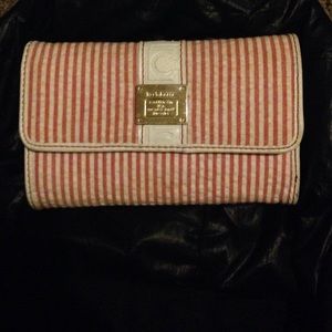 Liz Claiborne Pink and white stripped wallet