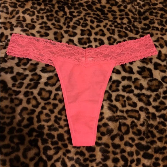 Victoria's Secret pink citrus lace thong size L