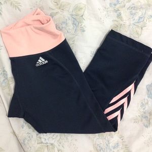 Pink and dark grey cropped adidas leggings