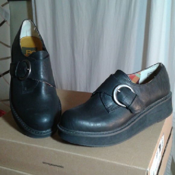 Urban Outfitters black BC buckled platforms