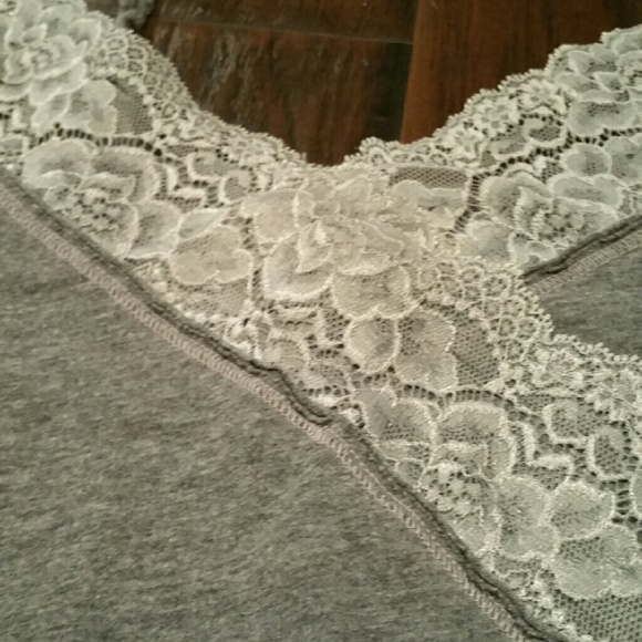 Summer is here! Gray Spaghetti strap w/ lace trim - Picture 2 of 3