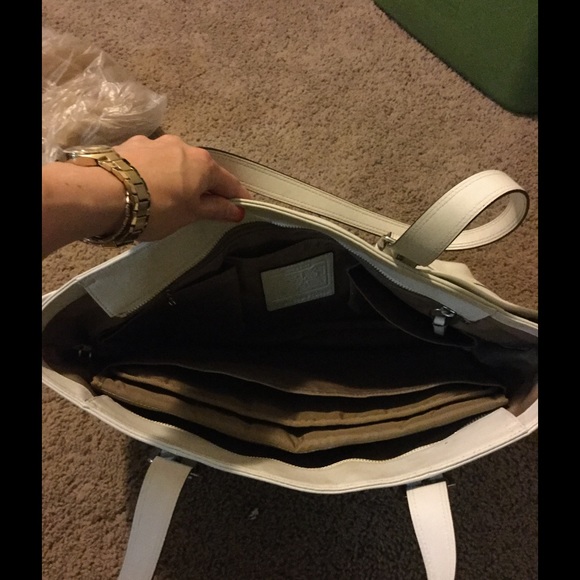 Coach White Leather Diaper Bag