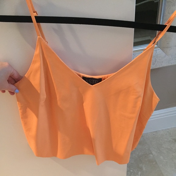 Orange vegan leather tank top