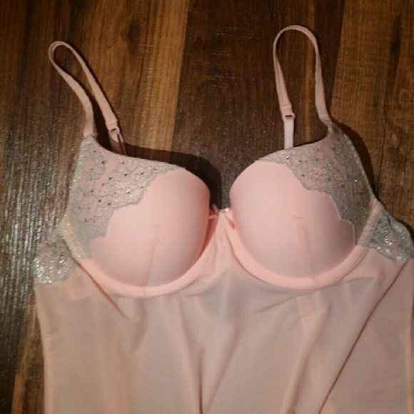 Sheer Lacy Pink Victoria's Secret Babydoll 36B/C