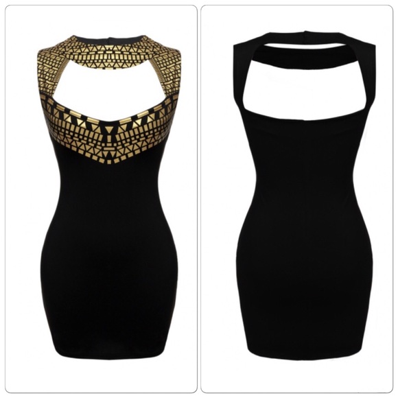 🎉HP🎉. Out Key-hole Gold Studs Backless Bodycon. - Picture 2 of 4