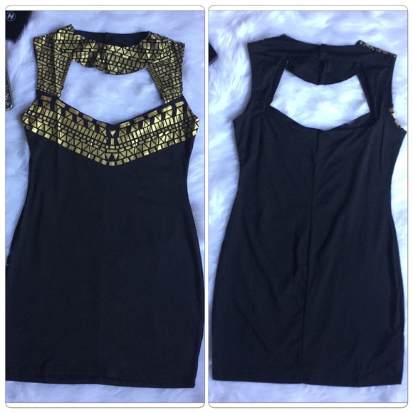 🎉HP🎉. Out Key-hole Gold Studs Backless Bodycon. - Picture 3 of 4
