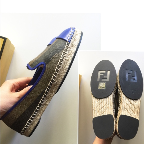 Auth NIB Fendi leather espadrilles flats sz37 38.5 - Picture 2 of 4