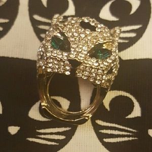 Crystal Jaguar Head Ring