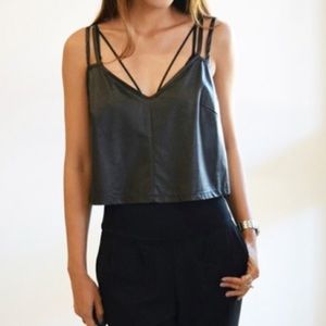 ❣️SOLD❣️Black Vegan Leather Crop Top