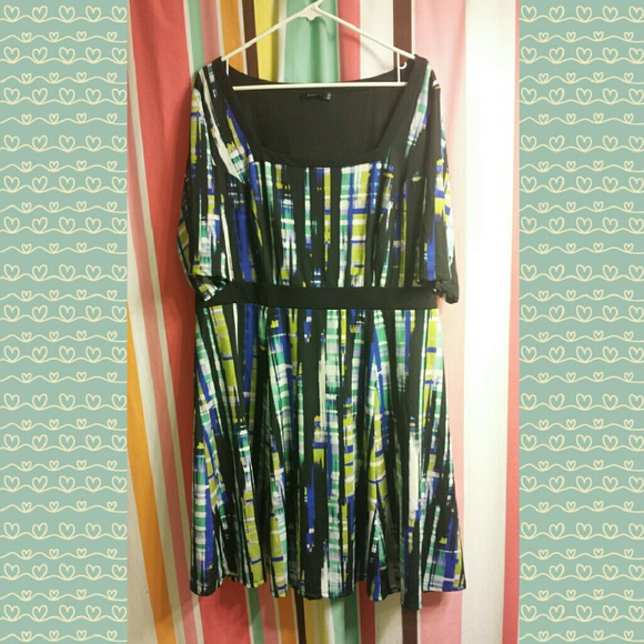 2X Multicolored Square Neck Dress