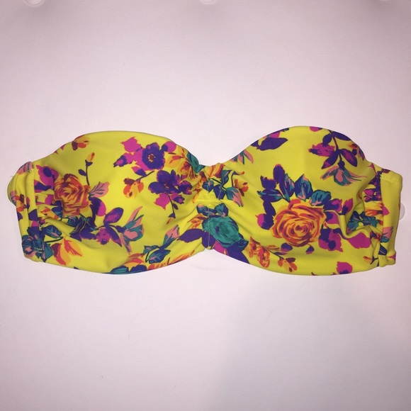 yellow floral bandeau bikini