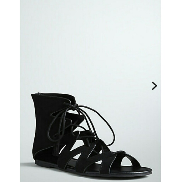 Black lace up gladiator sandals