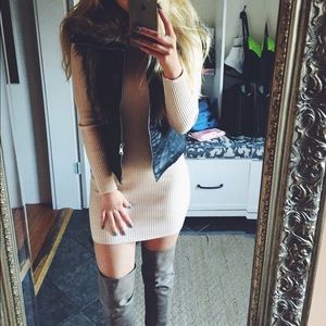Tan sweater dress