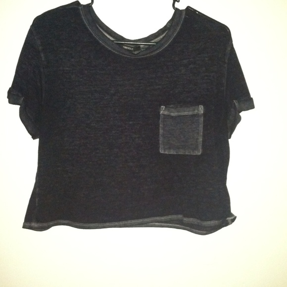 A blackish grey crop top