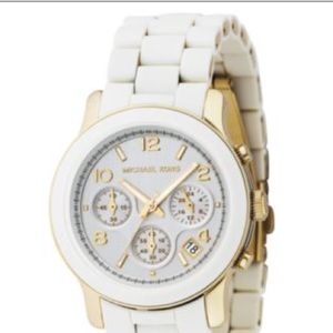 Michael Kors White and Gold Chronograph Watch