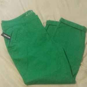 Imperial Jade, cropped chinos.